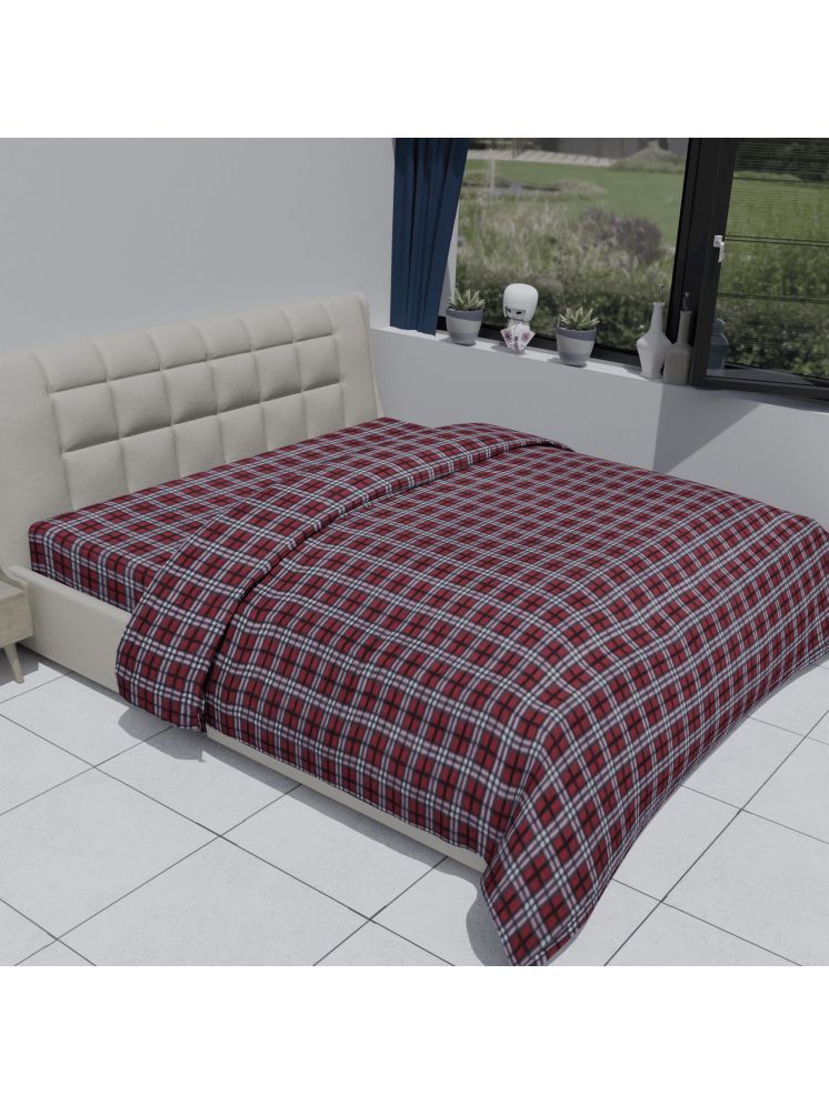     			FURNISHING HUT Queen Wool Maroon Checks Duvet Cover