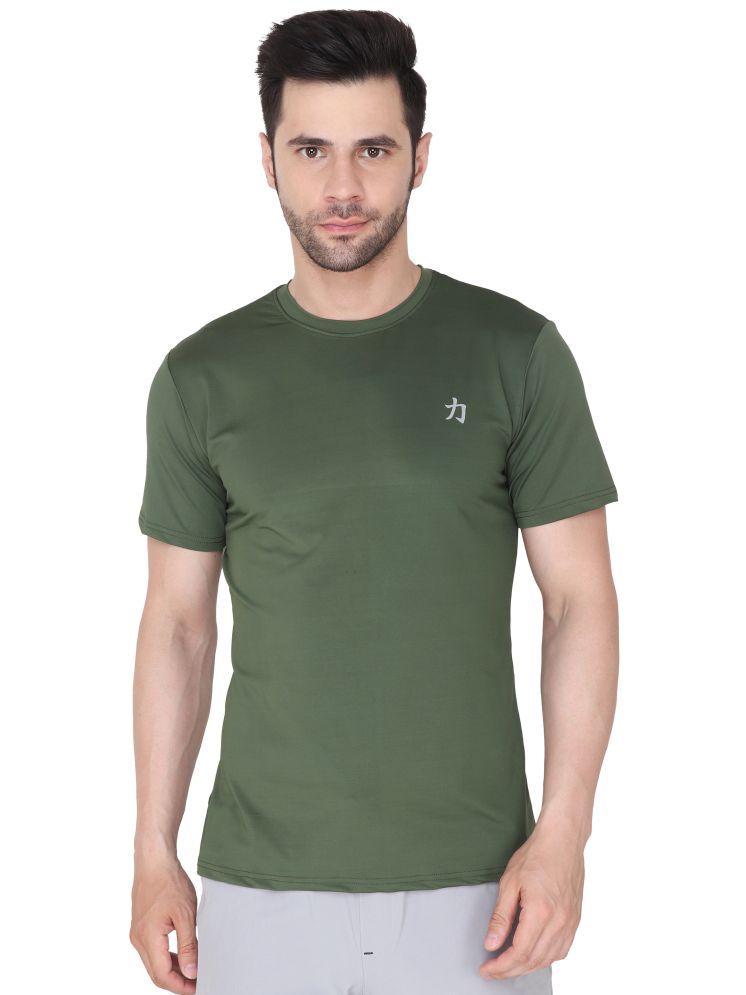     			Herculeen Olive Polyester Regular Fit Men's Sports T-Shirt ( Pack of 1 )