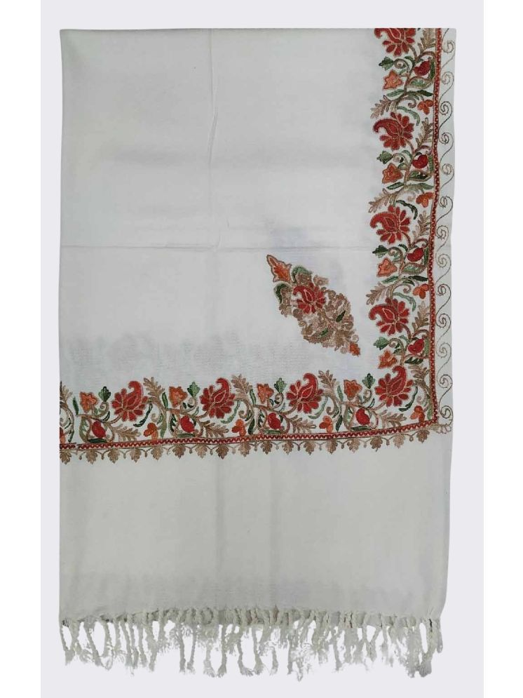     			KASHMIRI White Embroidered Shawl - ( Pack of 1 )