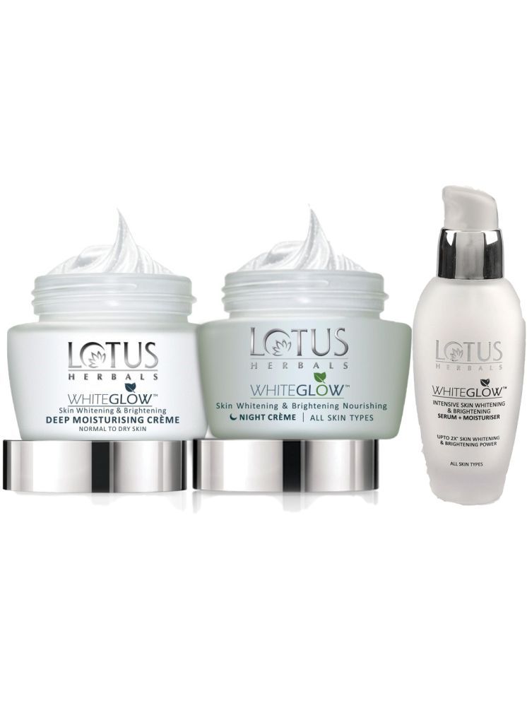     			Lotus Herbals Whiteglow Deep Moisturising Cream 60g , Night Cream 60g , Face Serum 30ml (Packof 3)