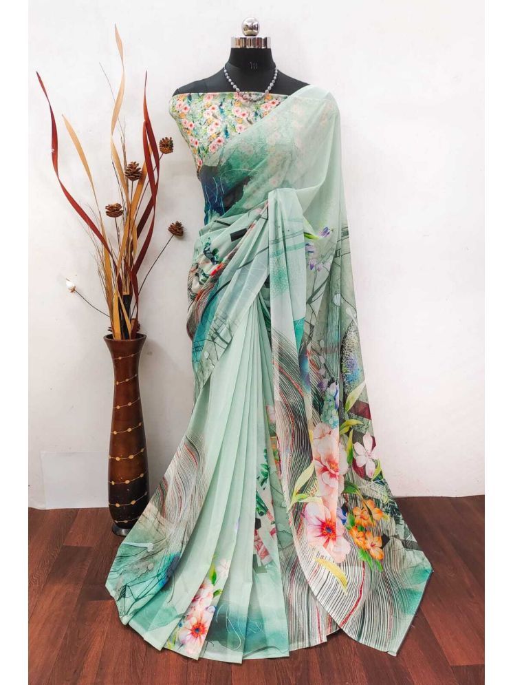     			MASTER CROWN Pack of 1 Chiffon Printed Saree With Blouse Piece ( Green )