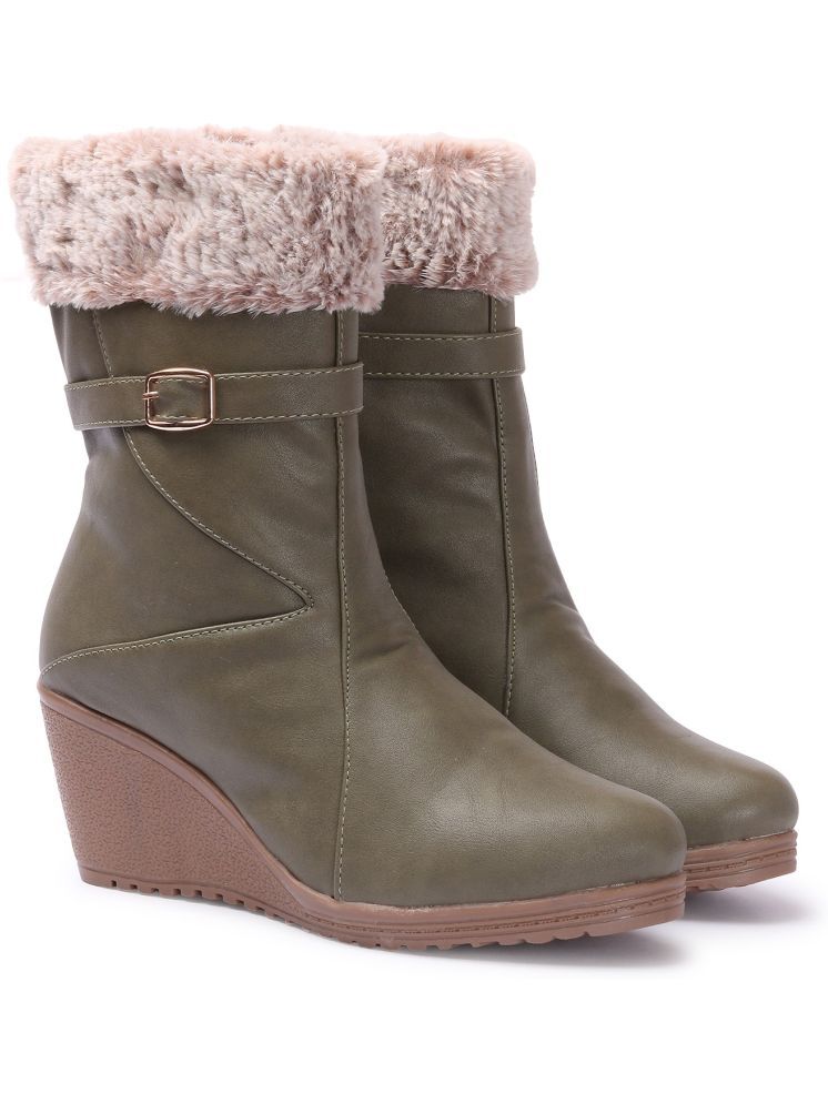     			Picktoes Green Women's Ankle Length Boots