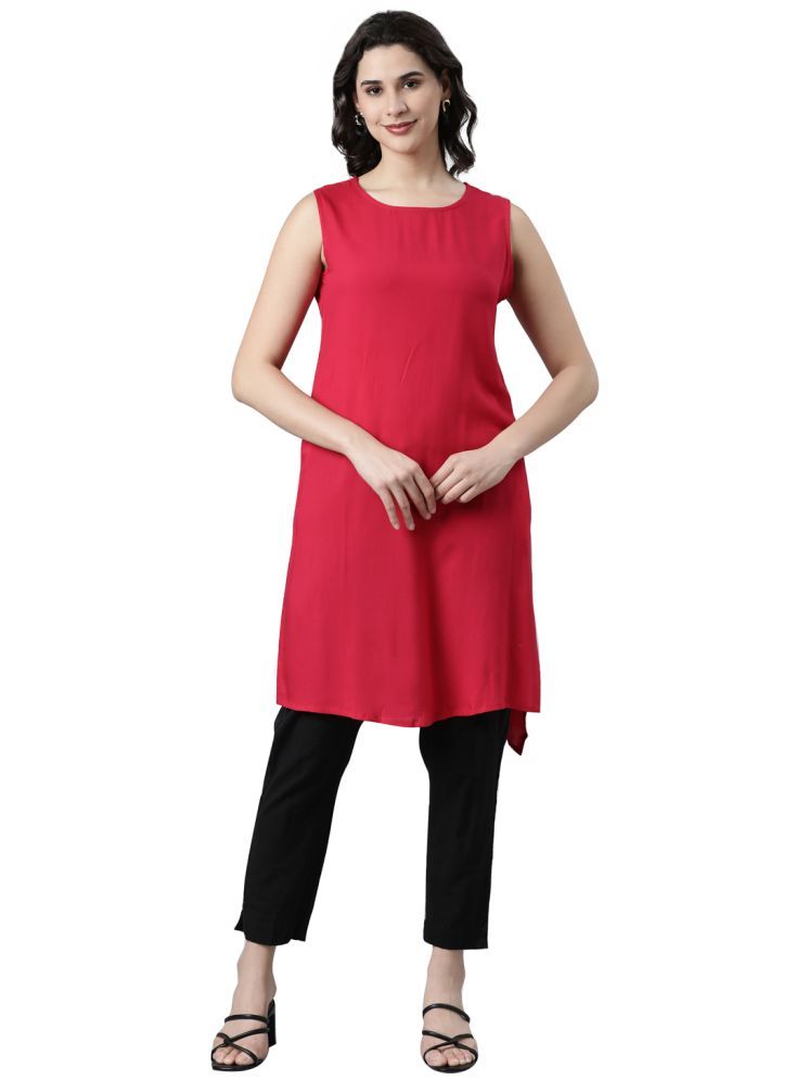     			Samhitas Pack of 1 Cotton Solid Straight Women's Kurti - ( Pink )