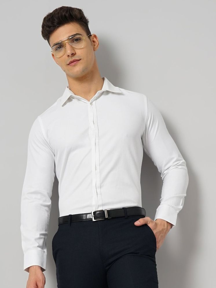     			The Indian Garage Co. Cotton Blend Slim Fit Full Sleeves Men's Formal Shirt - White ( Pack of 1 )