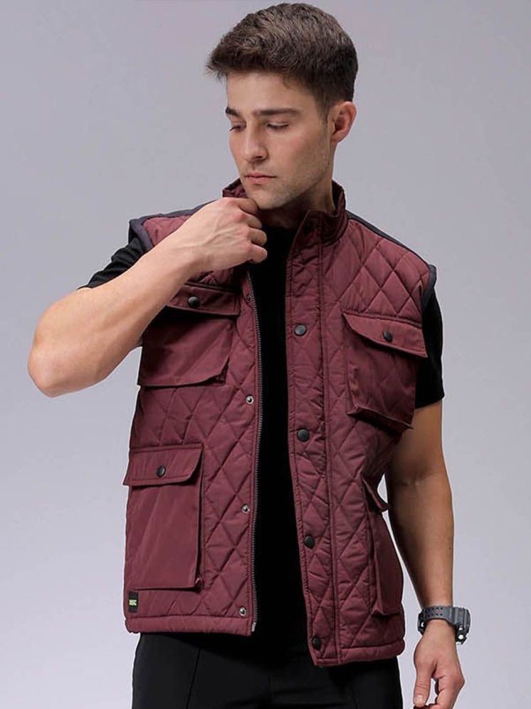     			The Indian Garage Co. Polyester Men's Biker Jacket - Maroon ( Pack of 1 )