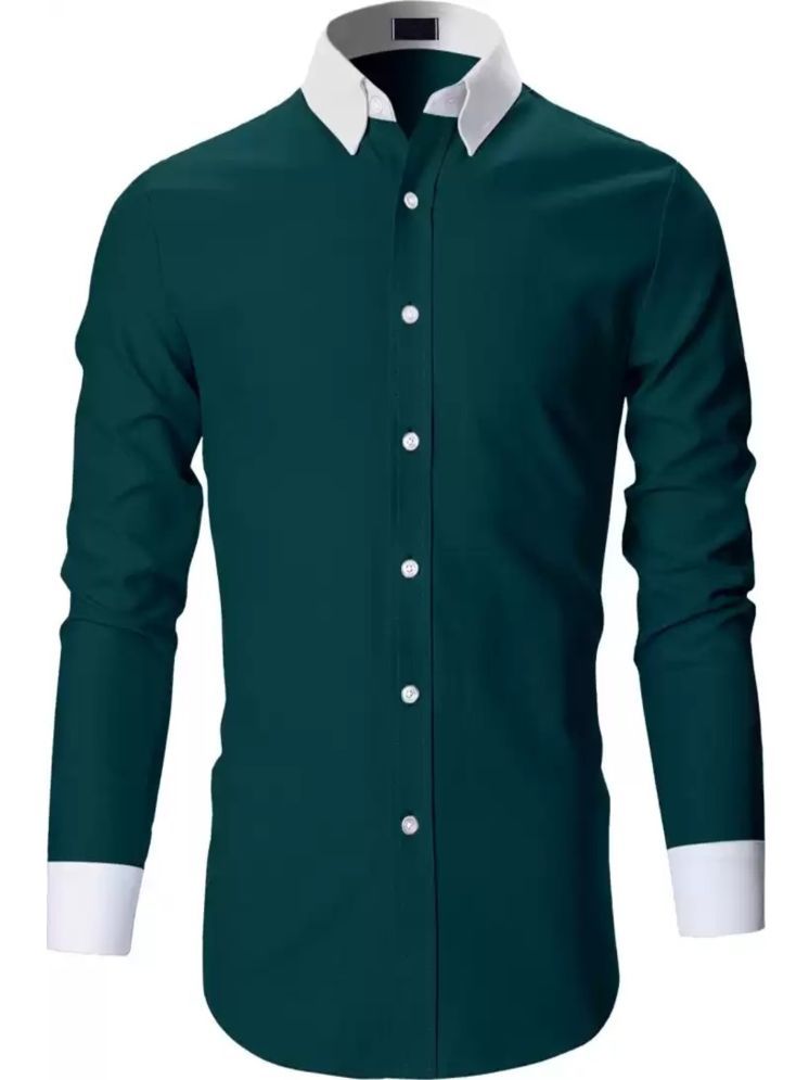     			VERTUSY Cotton Blend Regular Fit Solids Full Sleeves Men's Casual Shirt - Green ( Pack of 1 )