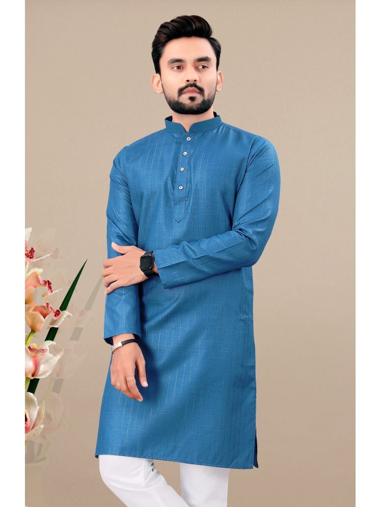     			YUG ART Blue Cotton Blend Men's Regular Kurta ( Pack of 1 )