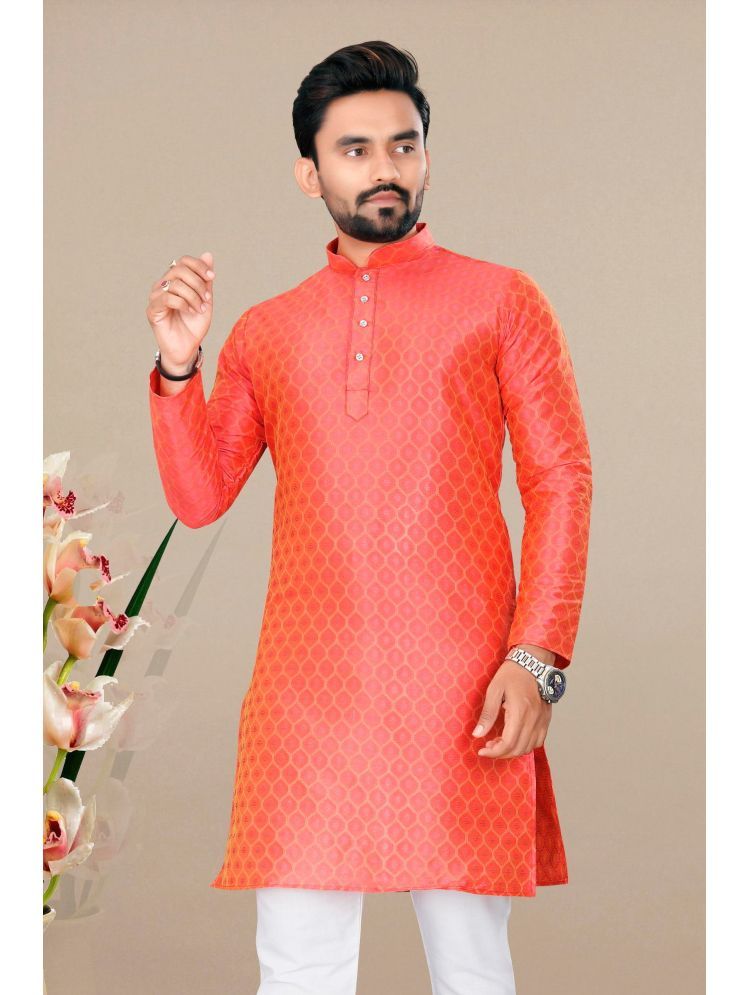     			Balaji's Orange Silk Men's Regular Kurta ( Pack of 1 )