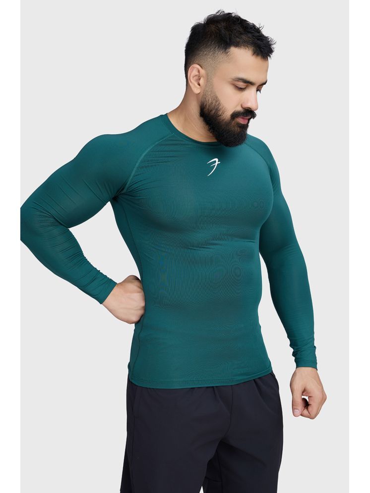     			Fuaark Green Polyester Slim Fit Men's Compression T-Shirt ( Pack of 1 )