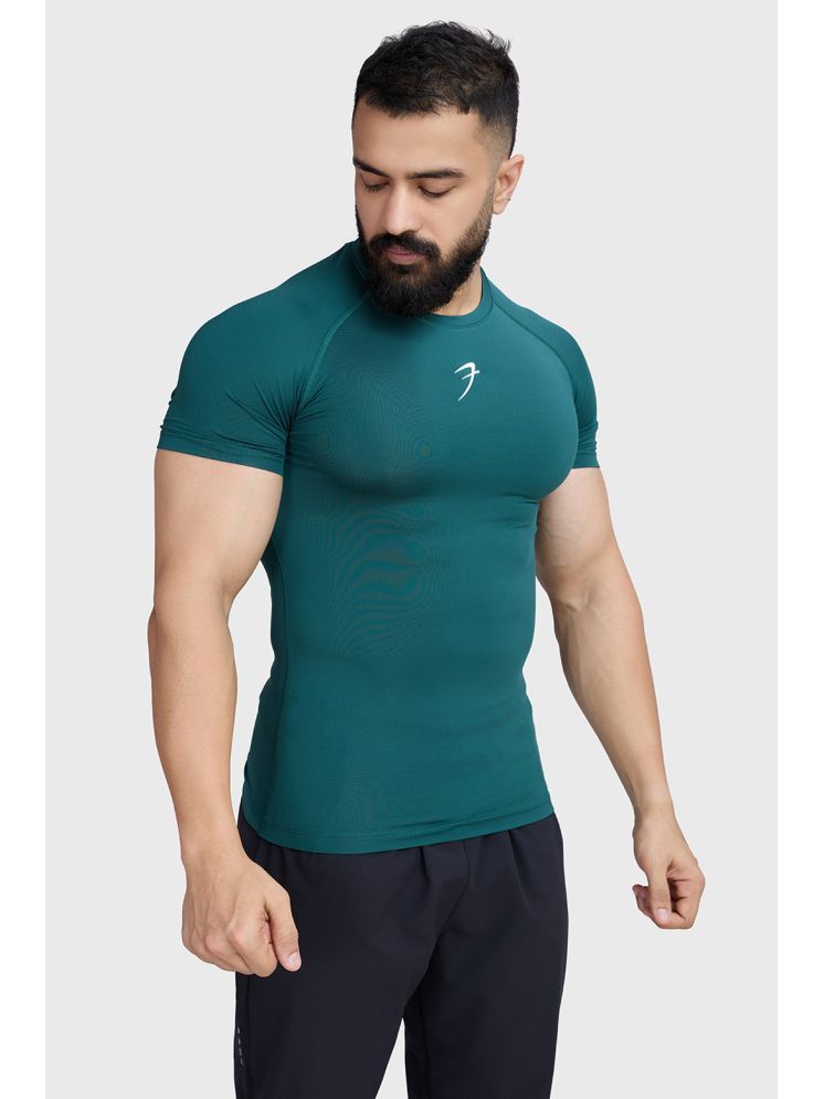     			Fuaark Green Polyester Slim Fit Men's Compression T-Shirt ( Pack of 1 )