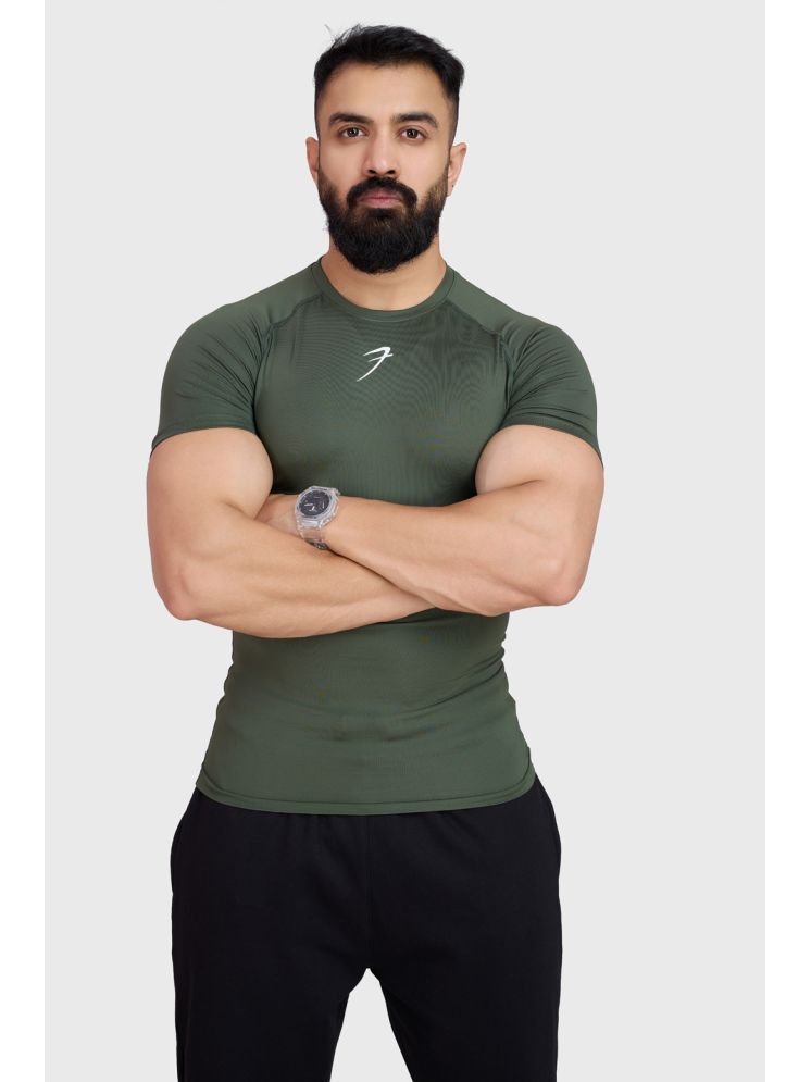     			Fuaark Olive Polyester Slim Fit Men's Compression T-Shirt ( Pack of 1 )