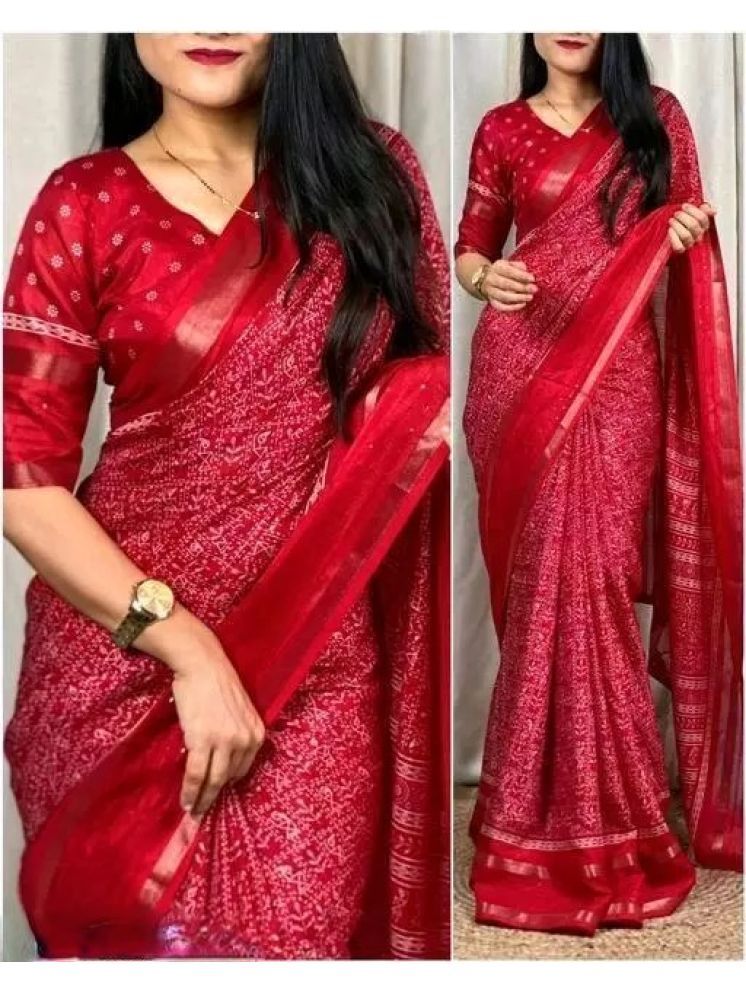     			Sanwariya Silk Pack of 1 Silk Blend Printed Saree With Blouse Piece ( Red )