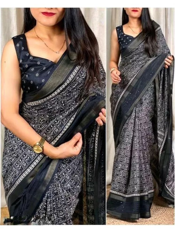     			Sanwariya Silk Pack of 1 Silk Blend Printed Saree With Blouse Piece ( Black )