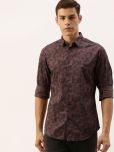 The Indian Garage Co Men Brown Slim Fit Printed Casual Shirt