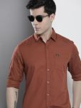 The Indian Garage Co Men Brown Solid Comfort Casual Shirt