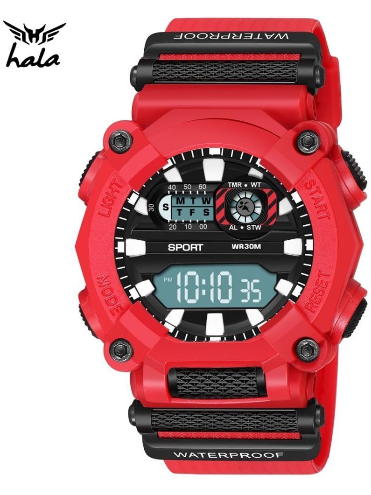     			Hala Red Silicon Digital Men's Watch