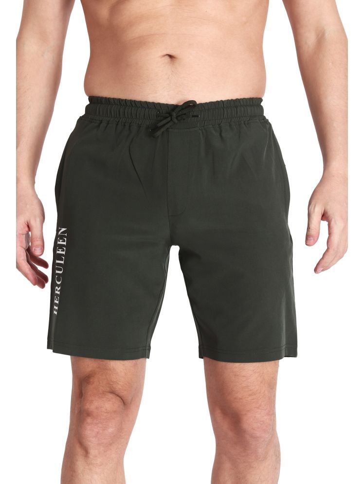     			Herculeen Olive Polyester Men's Shorts ( Pack of 1 )