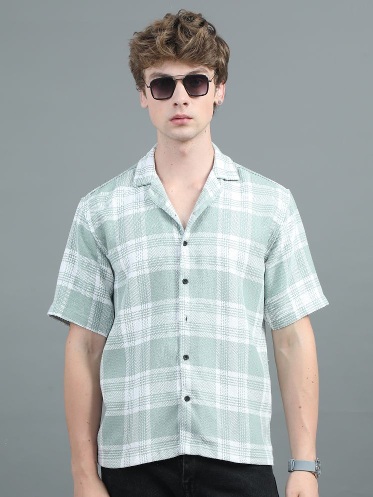     			Paul Street 100% Cotton Regular Fit Checks Half Sleeves Men's Casual Shirt - Green ( Pack of 1 )