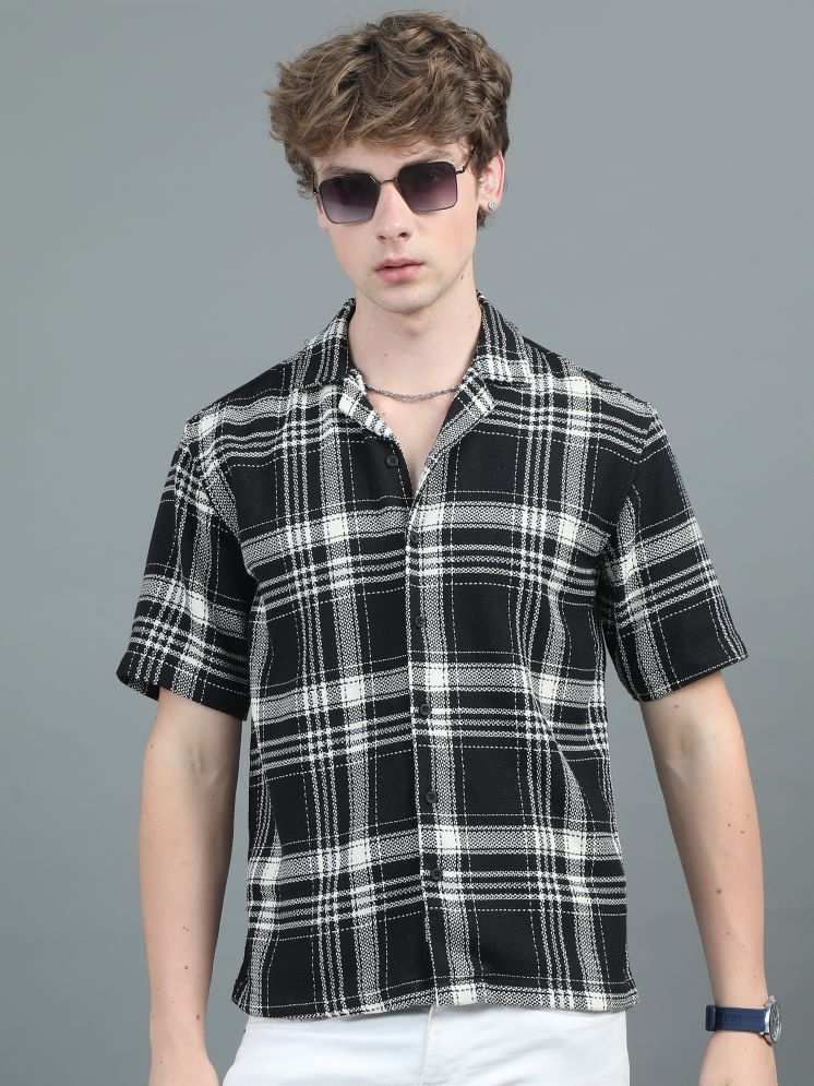     			Paul Street 100% Cotton Regular Fit Checks Half Sleeves Men's Casual Shirt - Black ( Pack of 1 )