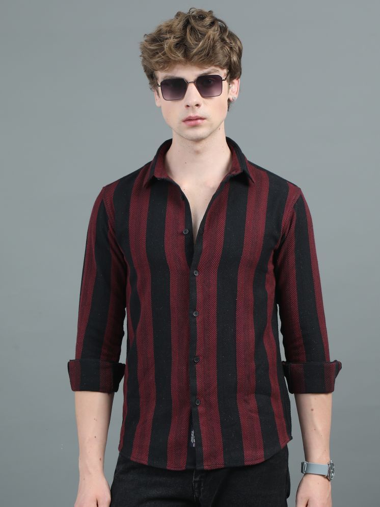     			Paul Street Cotton Blend Regular Fit Striped Full Sleeves Men's Casual Shirt - Black ( Pack of 1 )