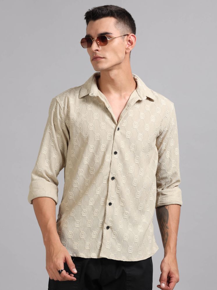     			Paul Street Polyester Slim Fit Self Design Full Sleeves Men's Casual Shirt - Beige ( Pack of 1 )