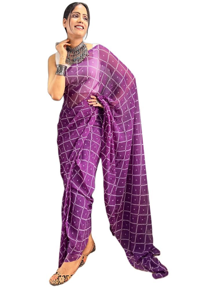     			Sidhidata Pack of 1 Georgette Printed Saree With Blouse Piece ( Wine )