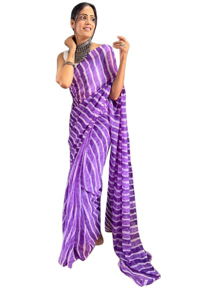     			Sidhidata Pack of 1 Georgette Printed Saree With Blouse Piece ( Purple )