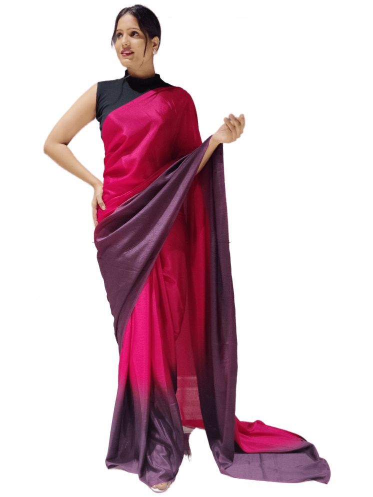     			Sidhidata Pack of 1 Polyester Solid Saree With Blouse Piece ( Rani )