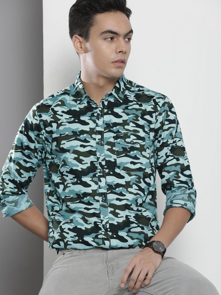     			The Indian Garage Co Men Green Camouflage Printed Casual Shirt