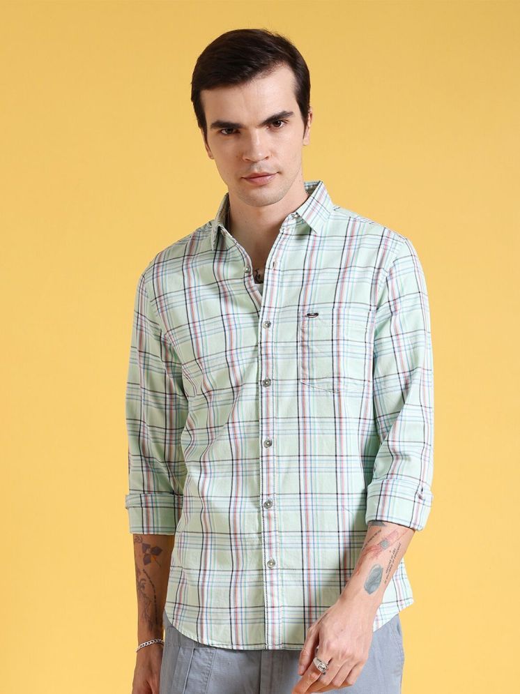     			The Indian Garage Co Slim Fit Tartan Checks Twill Pure Cotton Casual Shirt