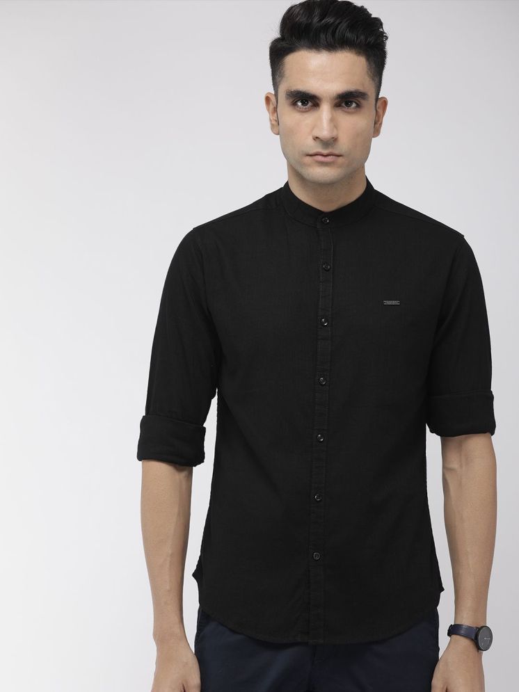     			The Indian Garage Co Men Black Slim Fit Solid Casual Shirt