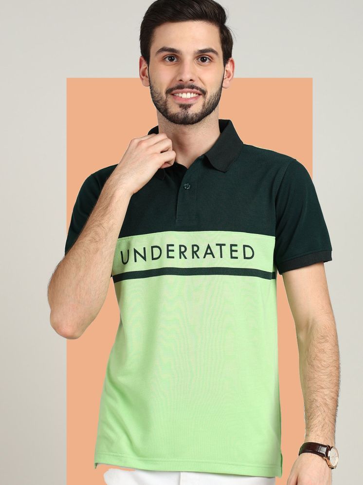     			XFOX Pack of 1 Cotton Blend Regular Fit Colorblock Half Sleeves Men's Polo T Shirt ( Green )