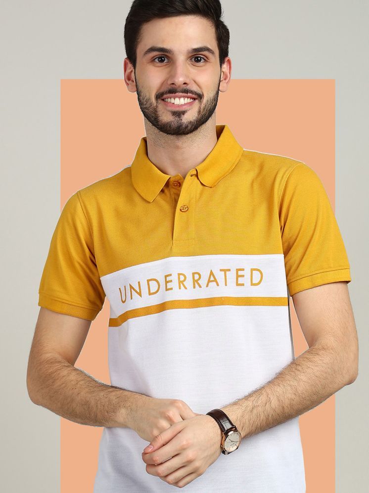     			XFOX Pack of 1 Cotton Blend Regular Fit Colorblock Half Sleeves Men's Polo T Shirt ( Mustard )