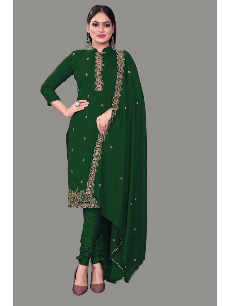     			Aika Unstitched Silk Embroidered Dress Material - Green ( Pack of 1 )