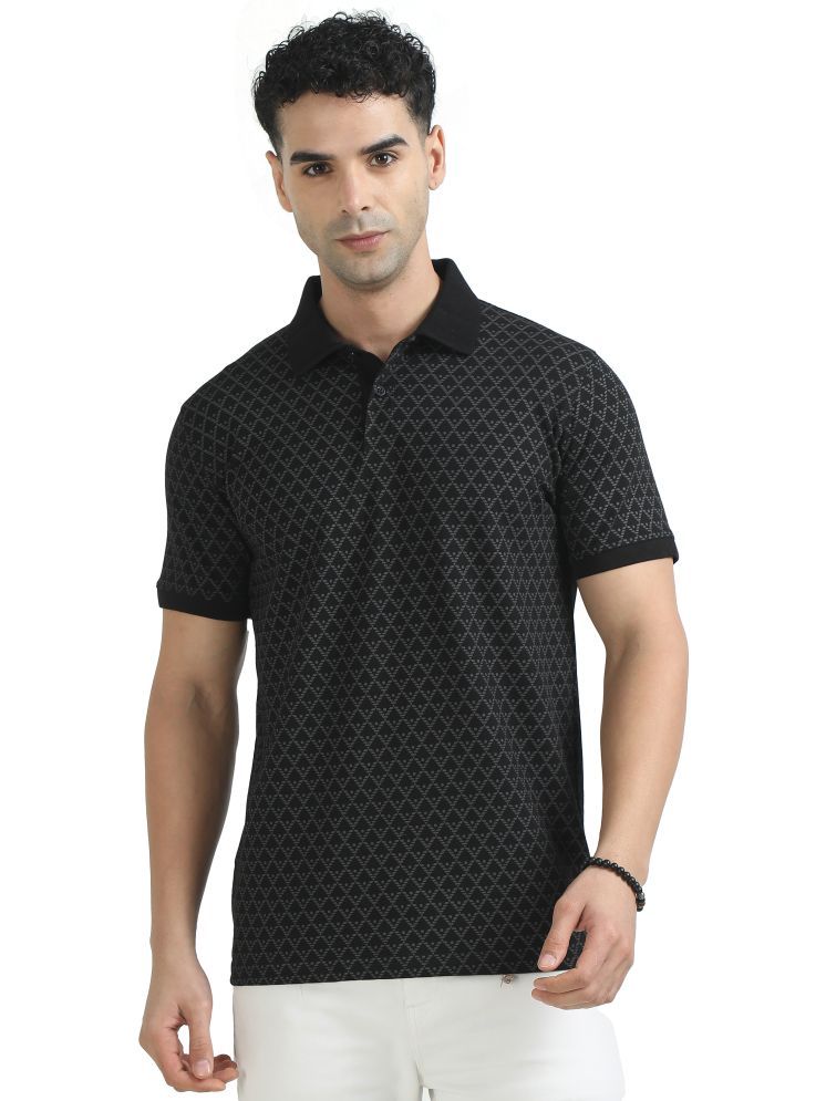     			Cool Colors Pack of 1 Cotton Regular Fit Printed Half Sleeves Men's Polo T Shirt ( Black )