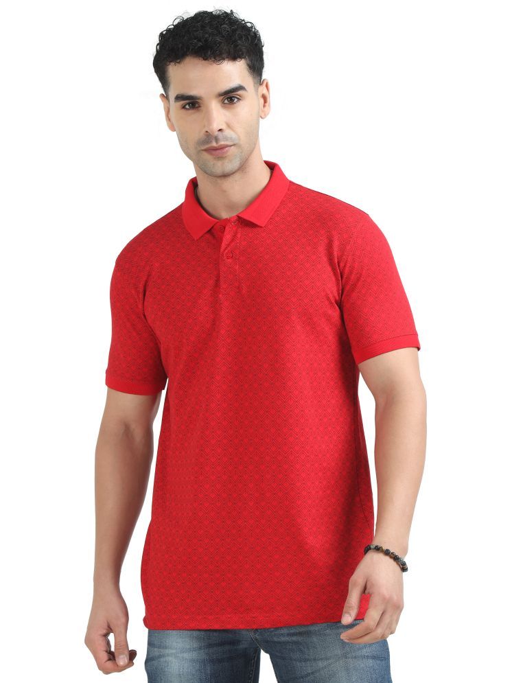     			Cool Colors Pack of 1 Cotton Regular Fit Printed Half Sleeves Men's Polo T Shirt ( Red )