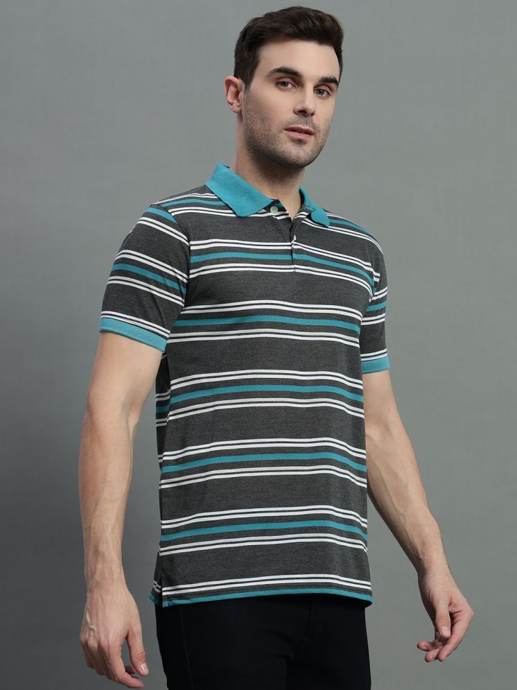     			GET GOLF Pack of 1 Cotton Blend Regular Fit Striped Half Sleeves Men's Polo T Shirt ( Blue )