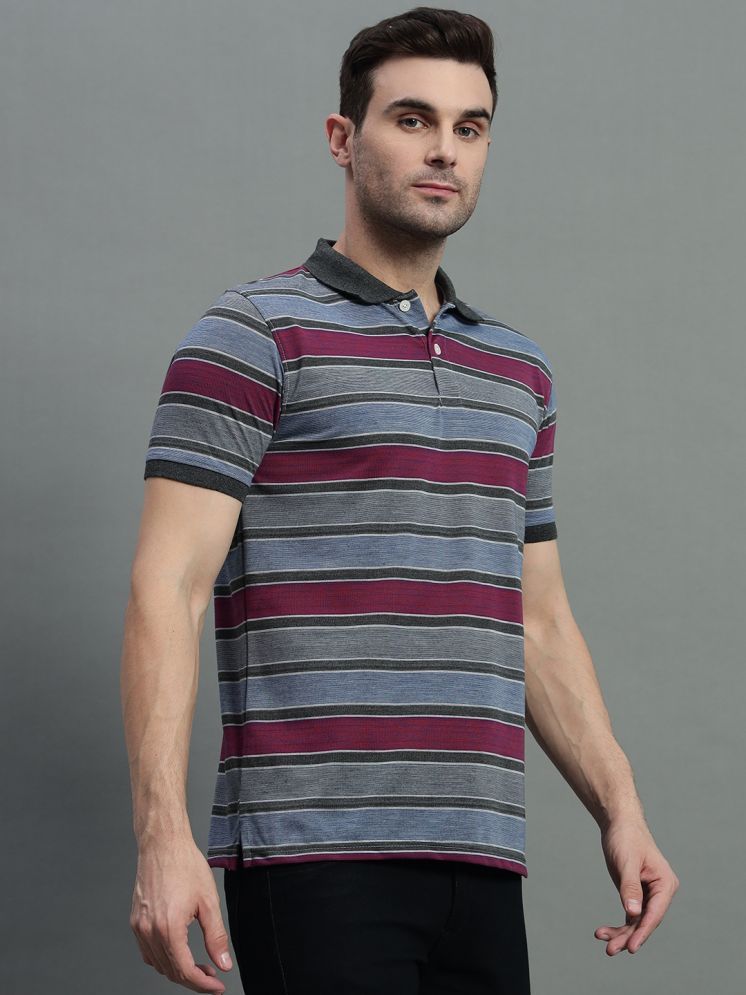     			GET GOLF Pack of 1 Cotton Blend Regular Fit Striped Half Sleeves Men's Polo T Shirt ( Grey )