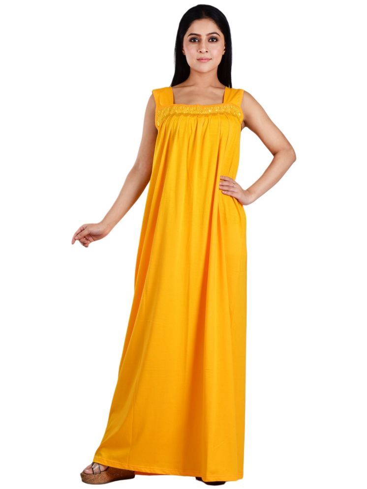     			PIYALI'S CREATION WOMEN'S Yellow Hosiery Women's Nightwear Nighty & Night Gowns ( Pack of 1 )