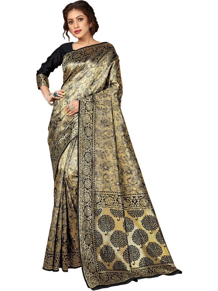     			Sariya Pack of 1 Jacquard Woven Saree With Blouse Piece ( Black )