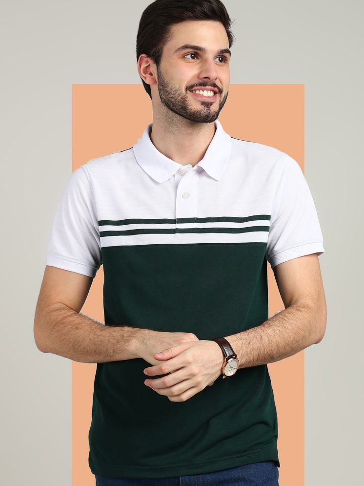     			XFOX Pack of 1 Cotton Blend Regular Fit Colorblock Half Sleeves Men's Polo T Shirt ( Green )