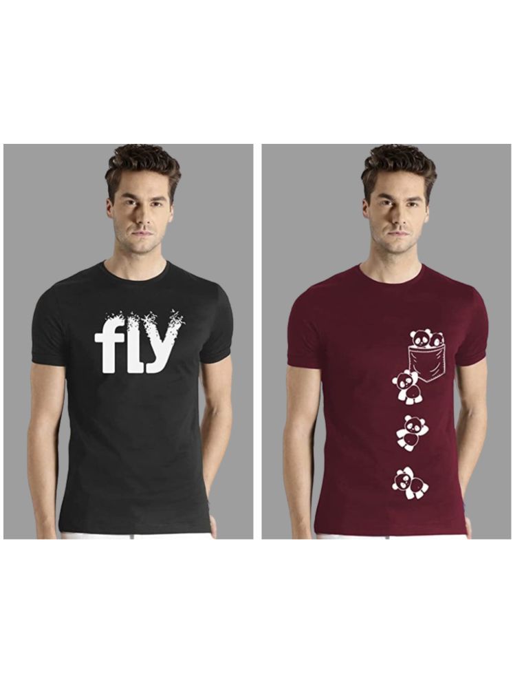     			attitude start of fashion Pack of 2 Polyester Regular Fit Men's T-Shirt ( Maroon )