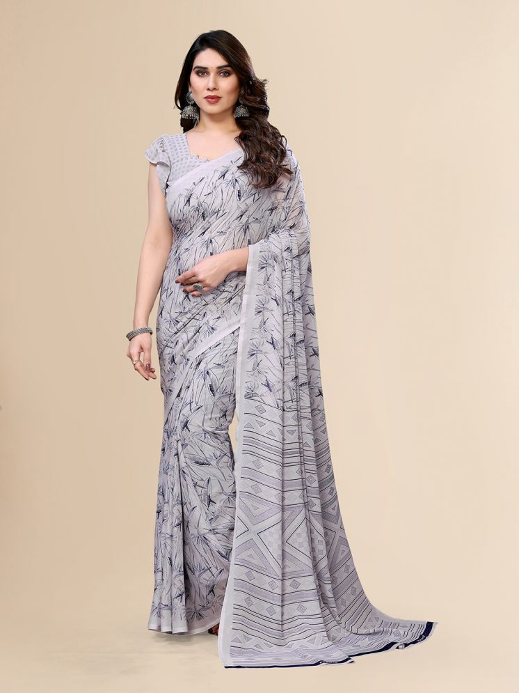     			ANAND SAREES Pack of 1 Georgette Printed Saree With Blouse Piece ( Grey )