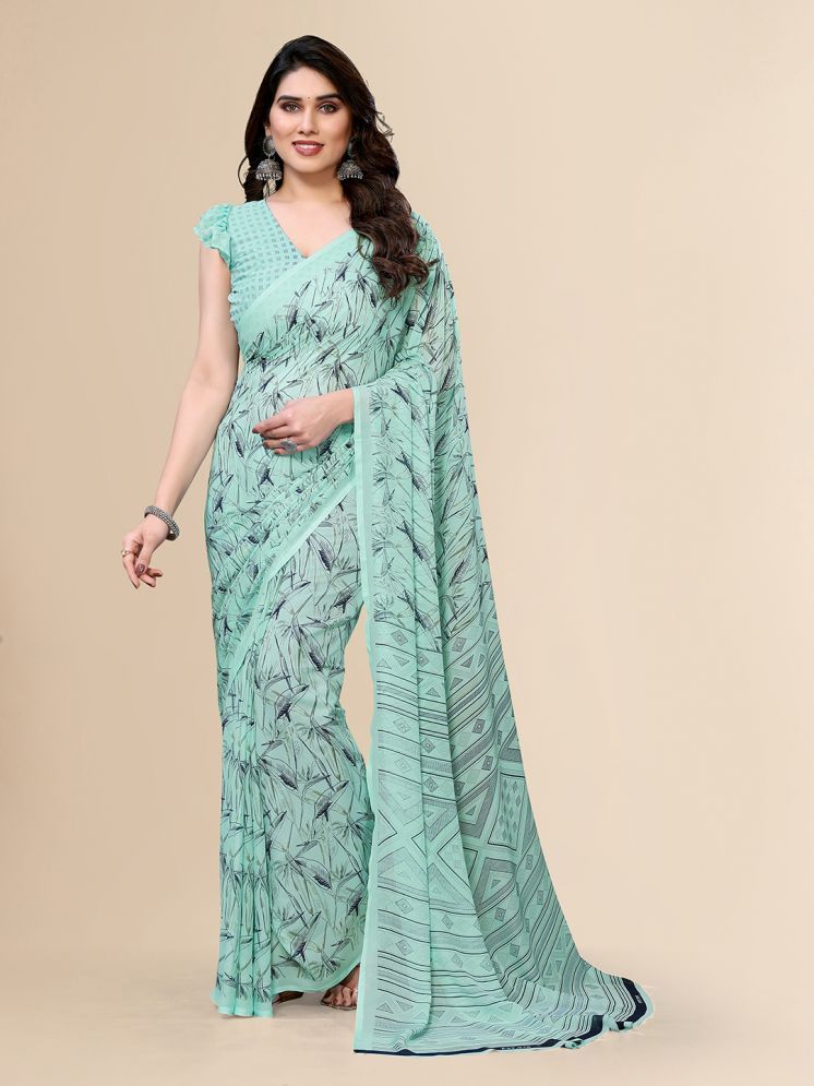     			ANAND SAREES Pack of 1 Georgette Printed Saree With Blouse Piece ( Light Green )