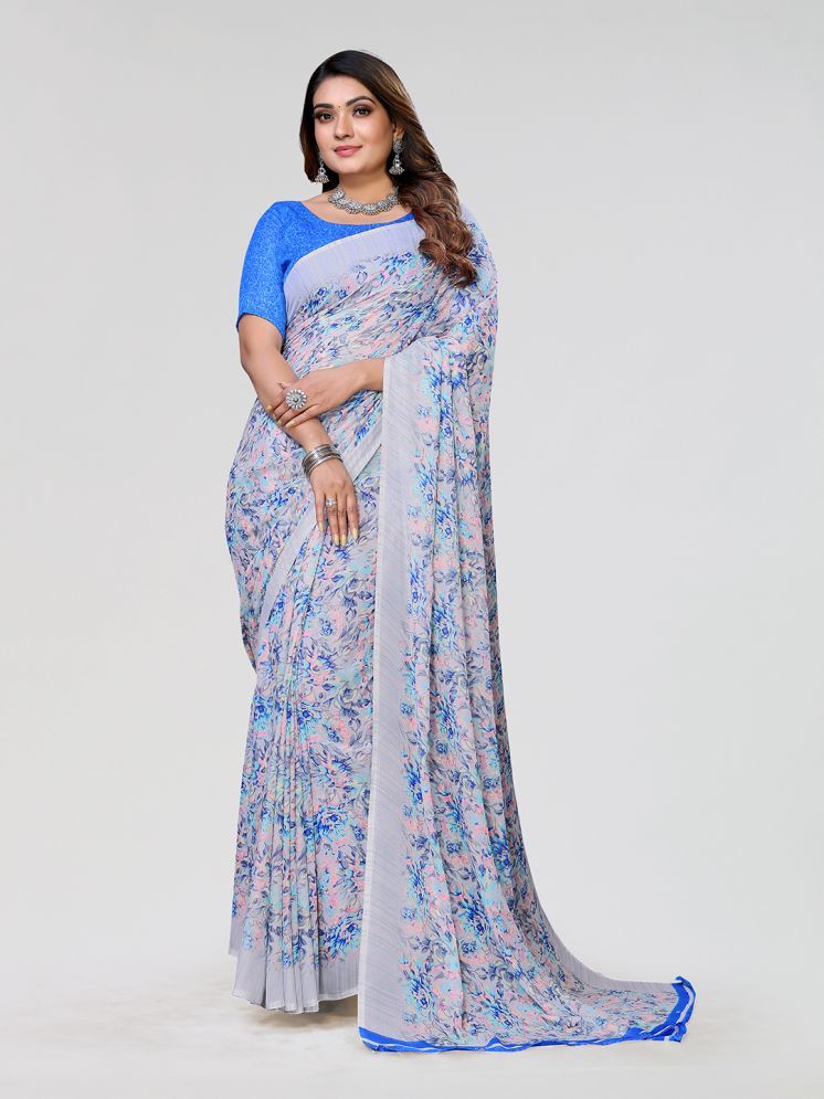     			ANAND SAREES Pack of 1 Georgette Printed Saree With Blouse Piece ( Blue )