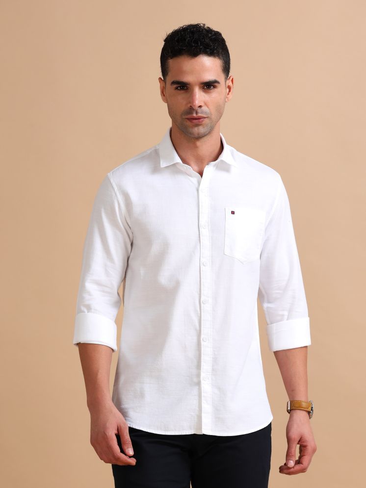     			Cool Colors 100% Cotton Slim Fit Solids Full Sleeves Men's Casual Shirt - White ( Pack of 1 )