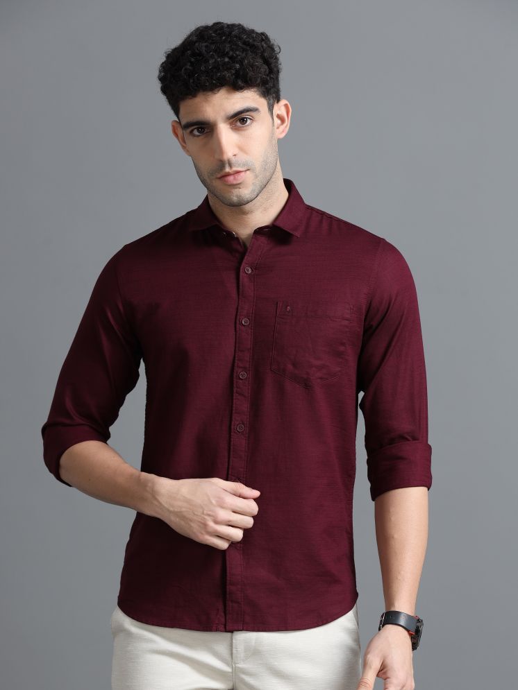     			Cool Colors 100% Cotton Slim Fit Solids Full Sleeves Men's Casual Shirt - Maroon ( Pack of 1 )