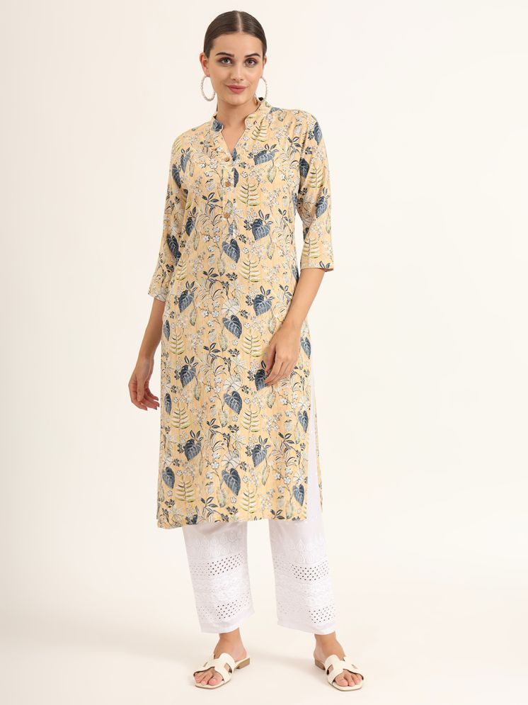     			Divena Pack of 1 Rayon Printed Straight Women's Kurti - ( Yellow )