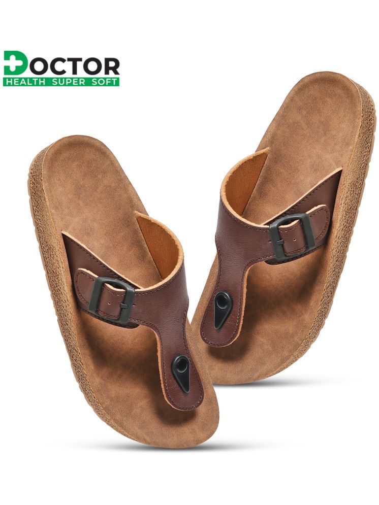     			Doctor Health Super Soft Brown Men's Leather Slipper