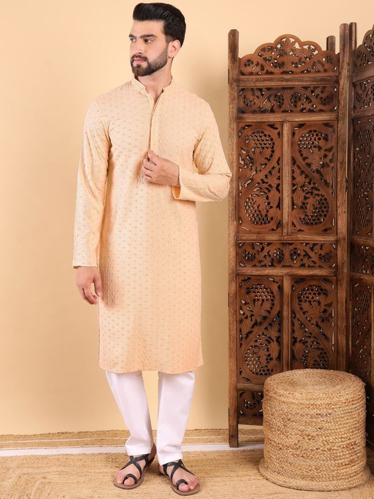     			Ethnic Bay Cream Viscose Men's Regular Kurta ( Pack of 1 )